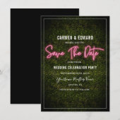 Save The Date Faire part de mariage au néon rose sur buis (Devant / Derrière)