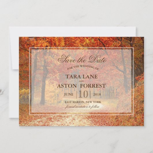 Save The Date Faire part de mariage automne rustique avec arbre (Devant)