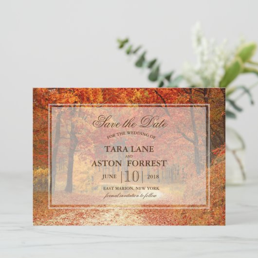 Save The Date Faire part de mariage automne rustique avec arbre (Debout devant)