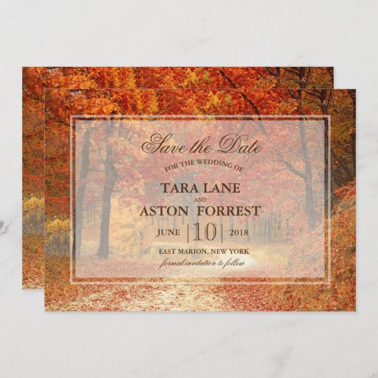 Save The Date Faire part de mariage automne rustique avec arbre (Devant / Derrière)