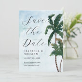 Save The Date Faire part de mariage aux palmiers à l'aquarelle (Debout devant)