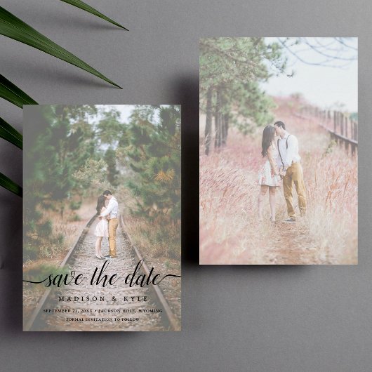 Save The Date Faire part de mariage avec 2 photos à l'écriture e