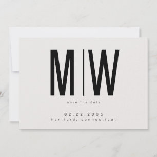 Save The Date Faire part de mariage beige grand monogramme