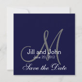 Save The Date Faire part de mariage bleu marine avec élégante ca (Devant)