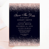 Save The Date Faire part de mariage Confetti Navy et Or Rose