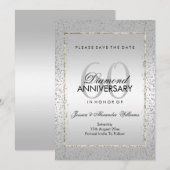 Save The Date Faire part de mariage de confettis argent élégants (Devant / Derrière)