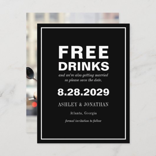 Save The Date Faire part de mariage décalé drôle avec photo (Devant / Derrière)