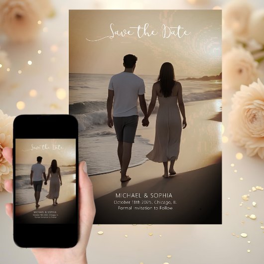 Save The Date Faire part de mariage décontracté à la plage