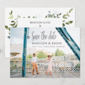 Save The Date Faire part de mariage Eucalyptus Blanc (Devant / Derrière)