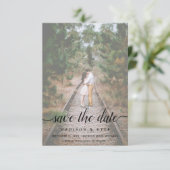 Save The Date Faire part de mariage Faded Script 2 Photos (Debout devant)