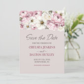 Save The Date Faire part de mariage floral blanc rose (Debout devant)