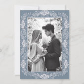 Save The Date Faire part de mariage floral bleu poussiéreux vict (Dos)