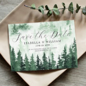 Save The Date Faire part de mariage forêt verte aquarelle
