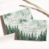 Save The Date Faire part de mariage forêt verte aquarelle