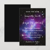 Save The Date Faire part de mariage Galaxie Violette Céleste (Devant / Derrière)