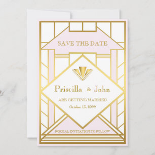 Save The Date Faire part de mariage, Gatsby le Magnifique, or bl