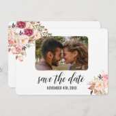 Save The Date Faire part de mariage Glam Gold Blush Fleurs roses (Devant / Derrière)