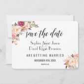 Save The Date Faire part de mariage Glam Gold Blush Fleurs roses (Dos)