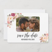 Save The Date Faire part de mariage Glam Gold Blush Fleurs roses (Devant)