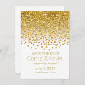 Save The Date Faire part de mariage Glitter Confetti Shower or e (Devant / Derrière)