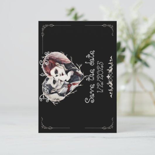Save The Date Faire part de mariage gothique/vampire (Debout devant)