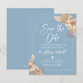 Save The Date Faire part de mariage Herbe de Pampas Bohème Bleu (Devant / Derrière)