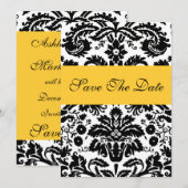 Save The Date Faire part de mariage jaune damasquiné pour annonc (Devant / Derrière)