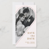 Save The Date Faire part de mariage photo à arche dorée incurvée (Devant)
