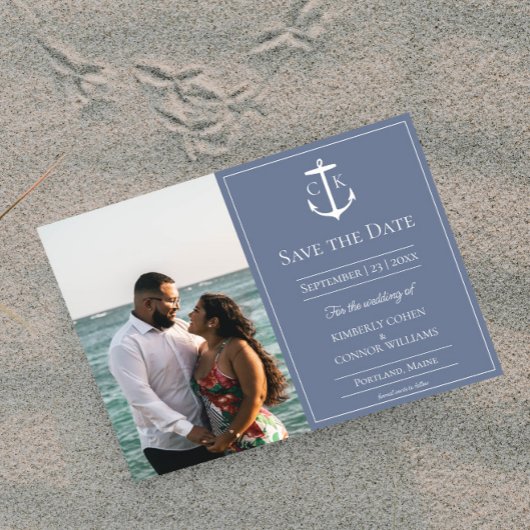 Save The Date Faire part de mariage photo à monogramme nautique 