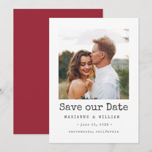 Save The Date Faire part de mariage photo carré cranberry