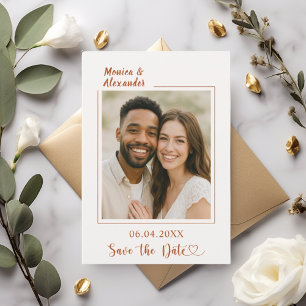 Save The Date Faire part de mariage photo en terre cuite ivoire