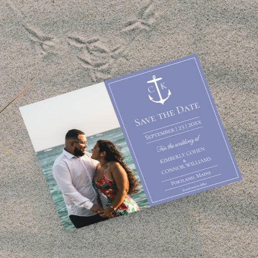 Save The Date Faire part de mariage photo monogramme nautique Pe