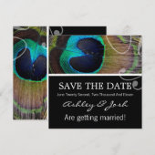 Save The Date Faire part de mariage plume de paon (Devant / Derrière)
