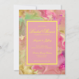 Save The Date Faire part de mariage rose, or et vert pour la dou