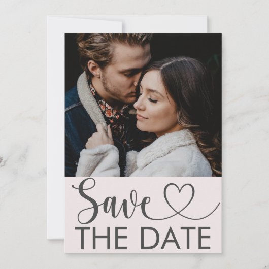 Save The Date Faire part de mariage Rose Pâle Moderne avec Photo (Devant)
