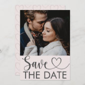 Save The Date Faire part de mariage Rose Pâle Moderne avec Photo (Devant / Derrière)
