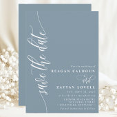 Save The Date Faire part de mariage simple moderne bleu poussiér