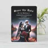 Save The Date Faire part de mariage squelette de la marine gothi (Debout devant)