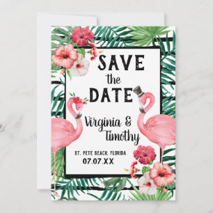 Save The Date Faire part de mariage thème flamant rose