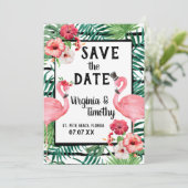 Save The Date Faire part de mariage thème flamant rose (Debout devant)