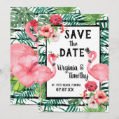 Save The Date Faire part de mariage thème flamant rose (Devant / Derrière)