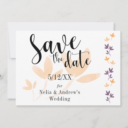 Save The Date Faire part de mariage typographie mod Orange & Plu (Devant)