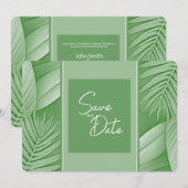 Save The Date Faire part de mariage vert tropical pour sauvegard (Devant / Derrière)