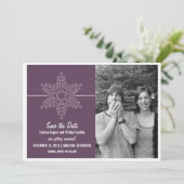 Save The Date Faire part de mise en attente Sweet Snowflake viol (Debout devant)