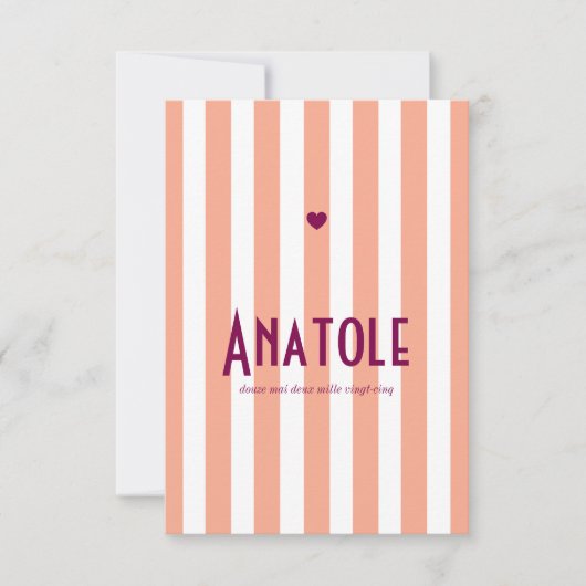 Save The Date Faire part de naissance Riviera Pêche et prune (Devant)