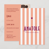 Save The Date Faire part de naissance Riviera Pêche et prune (Devant / Derrière)