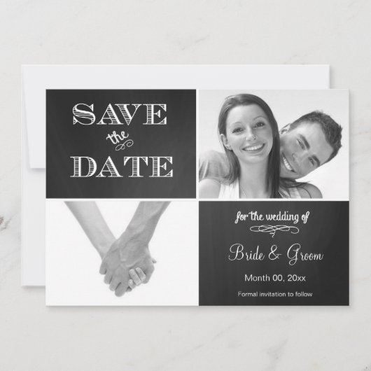Save The Date Faire part de photo de sauvegarde de tableau noir (Devant)