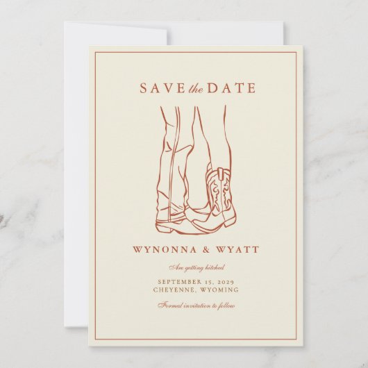 Save The Date Faire part de photo moderne rustique occidental (Devant)