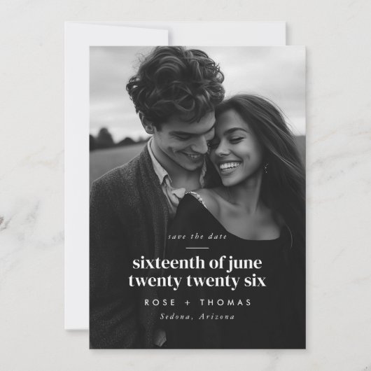 Save The Date Faire part de Photo Serif Script (Devant)