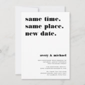 Save The Date Faire part de report de mariage moderne et élégant (Devant)